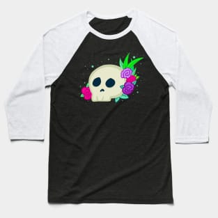 Memento Mori Minimalist Flower Skull Cute and Spoopy Illustration Baseball T-Shirt